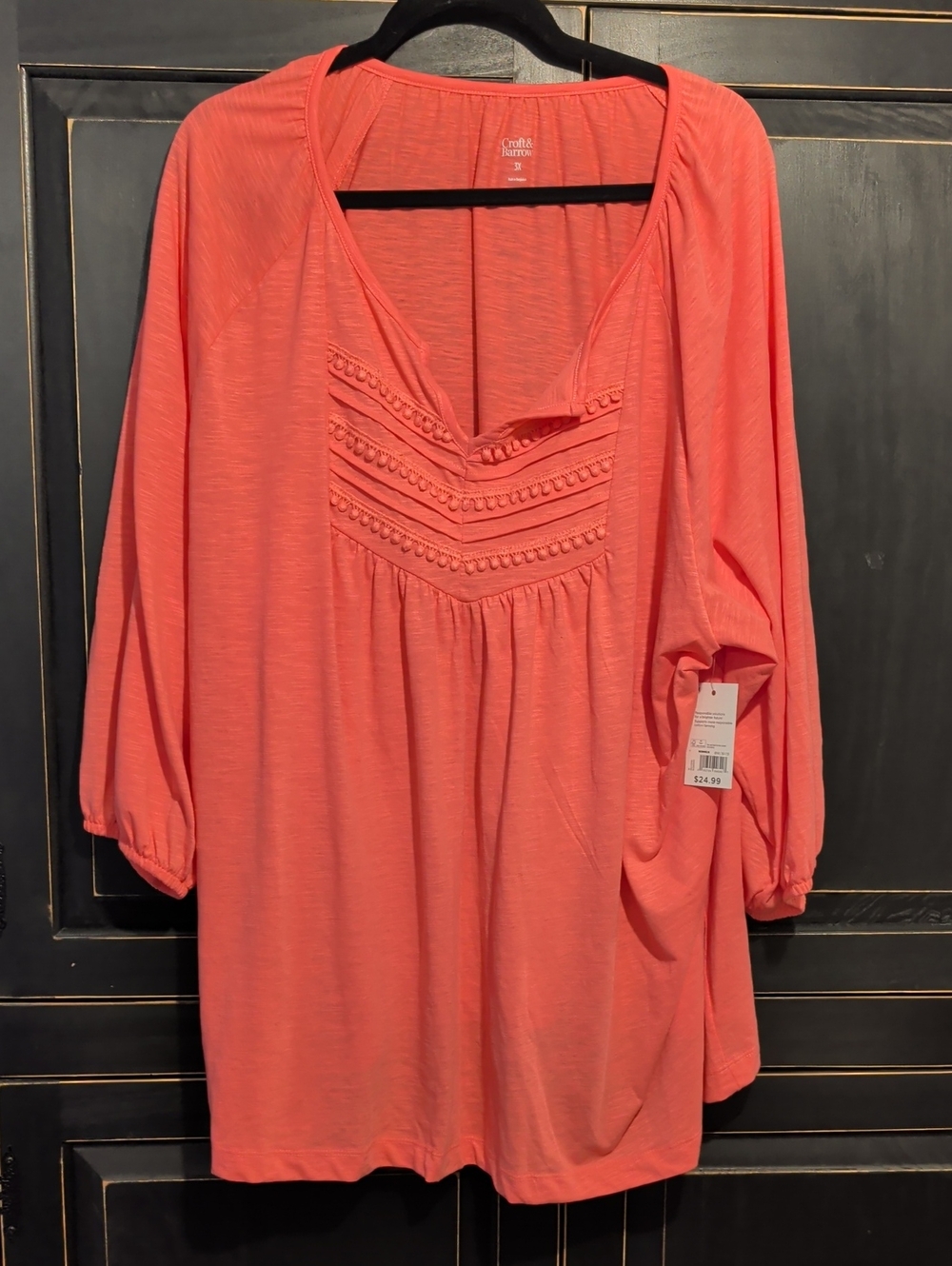 Croft & Barrow Coral Peasant Tunic Top - Women **NWT**